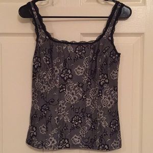 Black and gray floral patterned tank